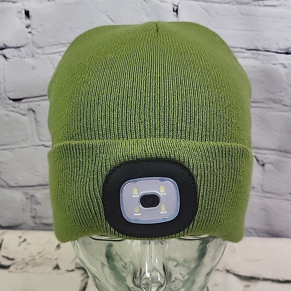 Night Scope Beanie Hat Unisex‎ OSFA Army Green Rechargeab LED Light Warm Ski Cap